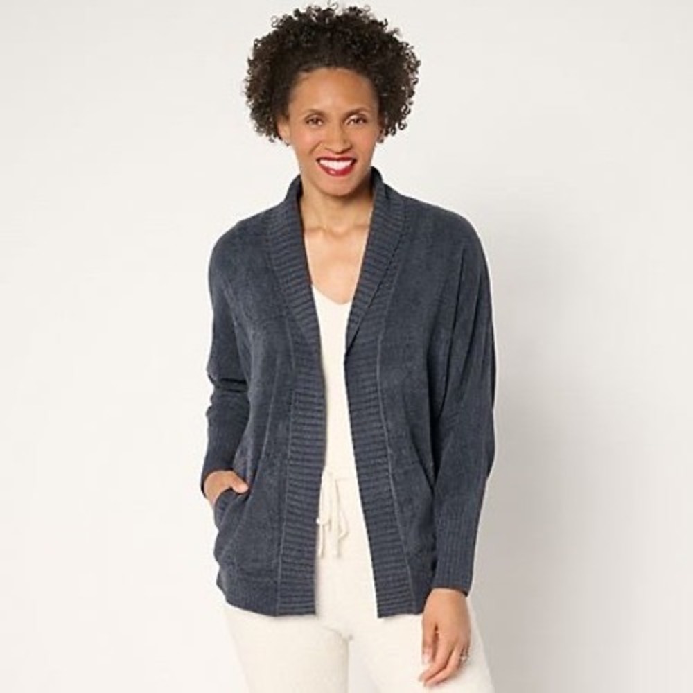 Barefoot Dreams CozyChic Ultra Lite‎ Shawl Collar Cardigan Gray M New W/out Tags